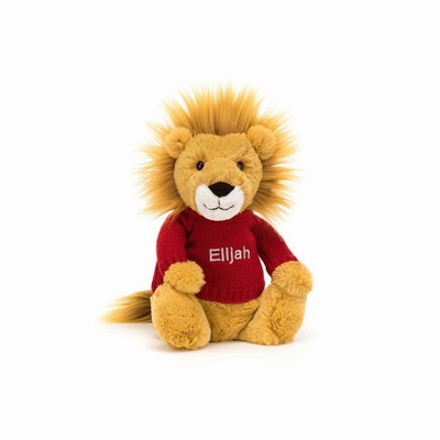 Jellycat Bashful Lion with Red Jumper USA | 69251OSKB